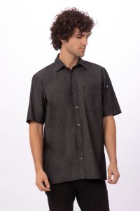 Shirt Mens Denim Short Sleeve Detroit Black XL