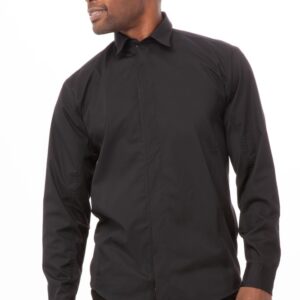 Shirt Mens Shelby Zip Front Black Medium