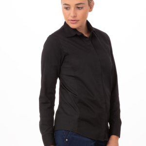 Shirt Womens Shelby Zip Front Black Medium