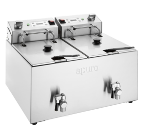 Twin Tank Electric Fryer with Timer 2x8Ltr