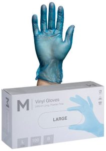 Blue Vinyl Gloves Powder Free 100's | XL