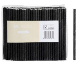 Straws Paper Cocktail Black Pkt 250/10