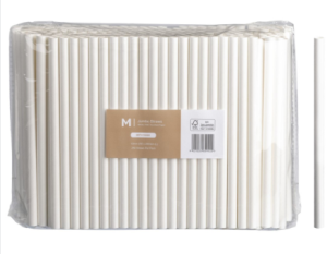 Straws Paper Jumbo Straight White Pkt 250