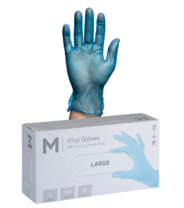 Blue Vinyl Gloves Powder Free 100's | Large