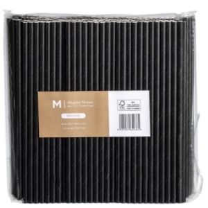 Straw Paper Straight Black Pkt 250/ 10